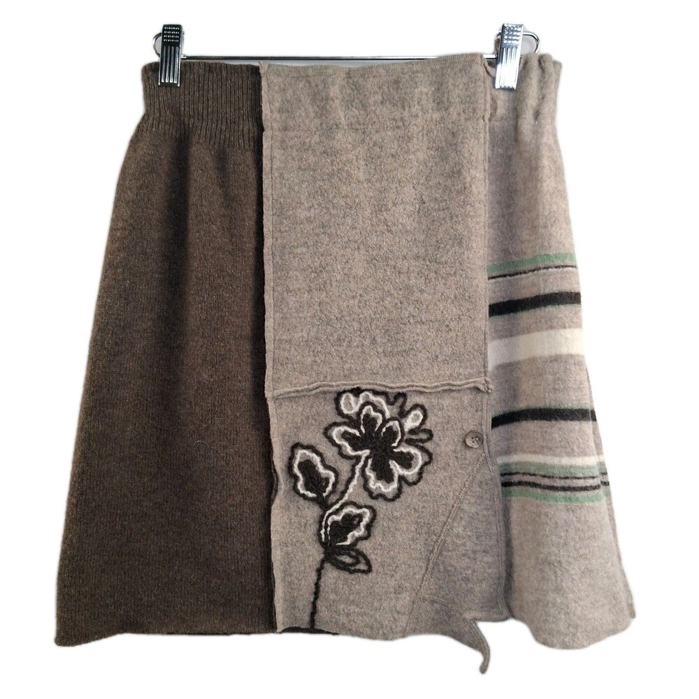 Wooly Wears Knit Embroidered Wool Mini Skirt Cabincore Boho See Photos For Size